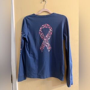 Vineyard Vines Long Sleeve Shirt w/ Pink Breast Cancer Awareness Ribbon, small